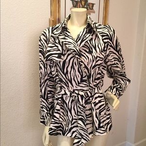 Jones NY Zebra Trench Coat